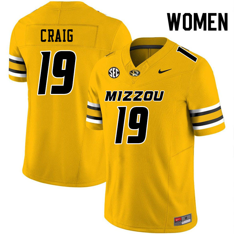 Women #19 Blake Craig Missouri Tigers College Football Jerseys Stitched-Gold